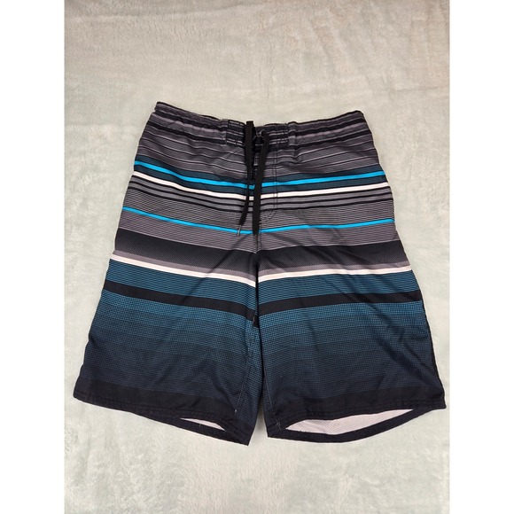 OP Other - Ocean Pacific Mens Board Shorts Size M 32-34 Black Blue Striped Swim Trunks OP